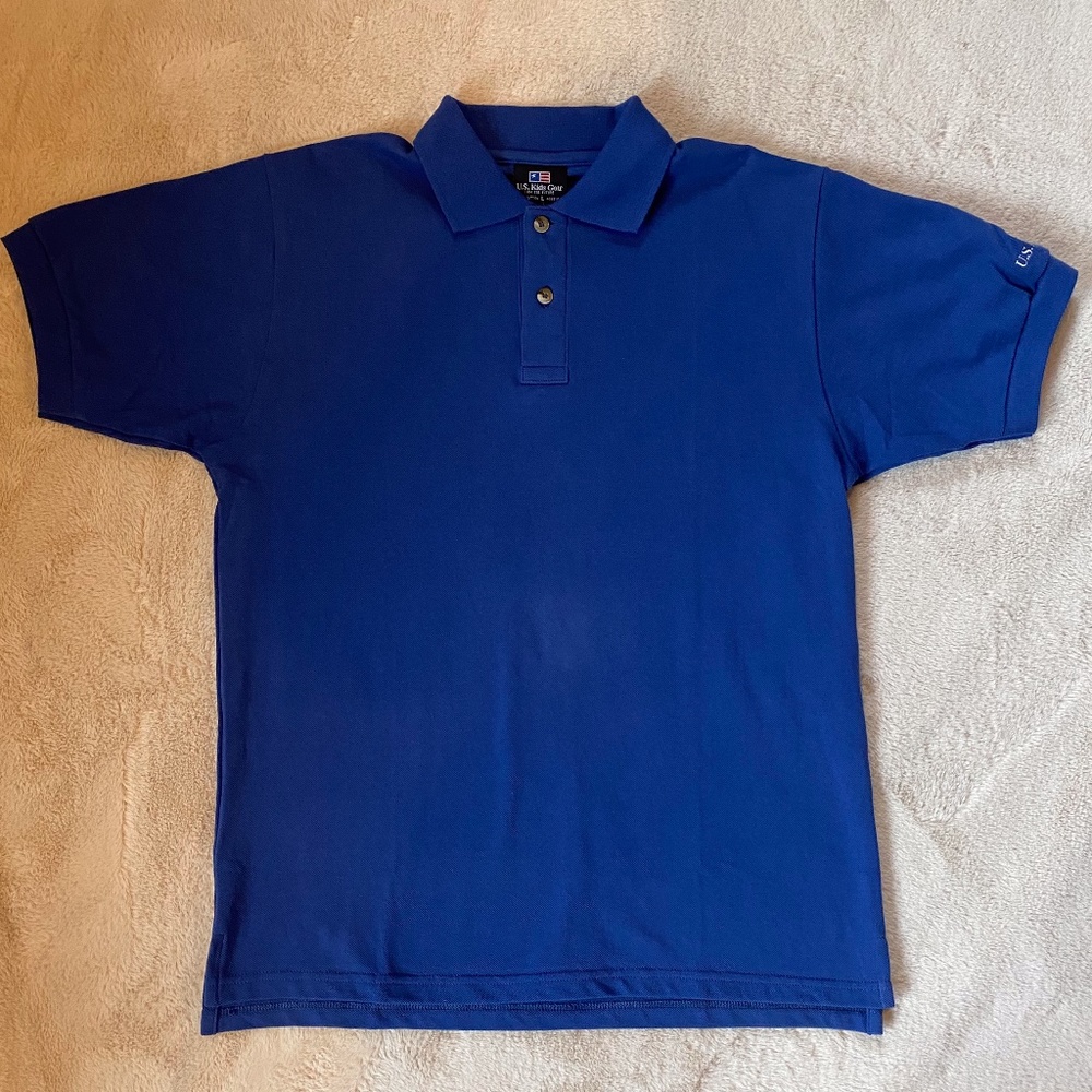 NEW US Kids Golf Polo Shirt Blue Boys Girls L